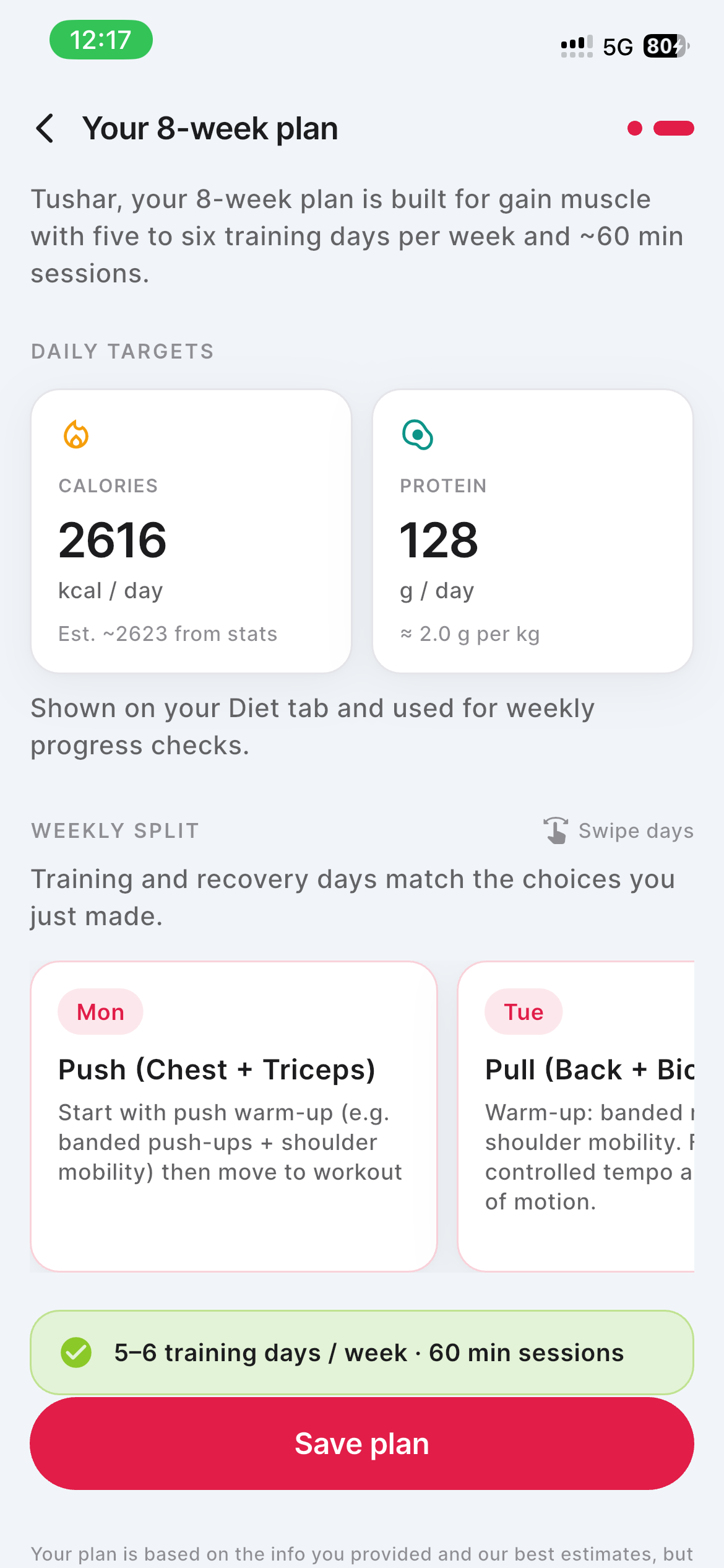 8-Week Plan app screenshot