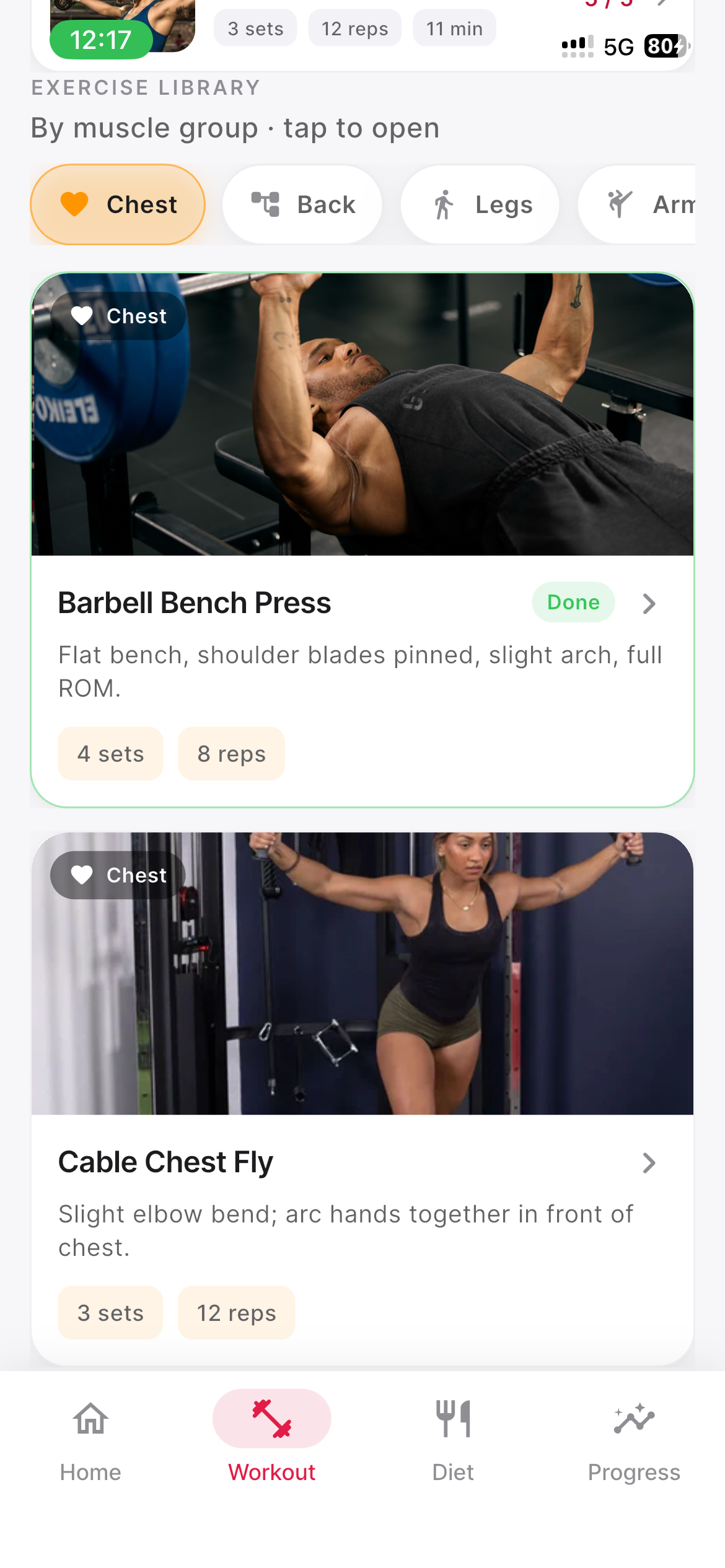 Exercise Library app screenshot