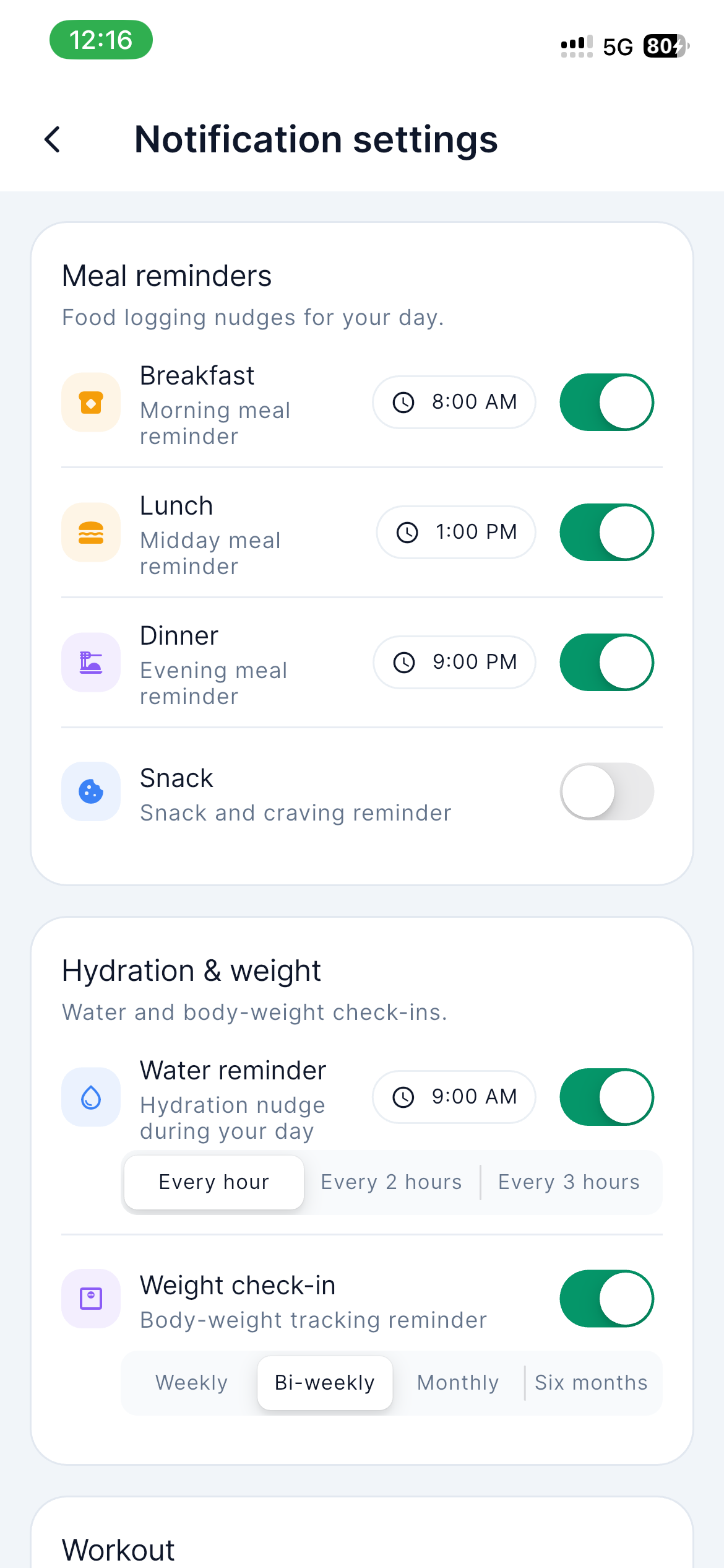 Notification Settings app screenshot