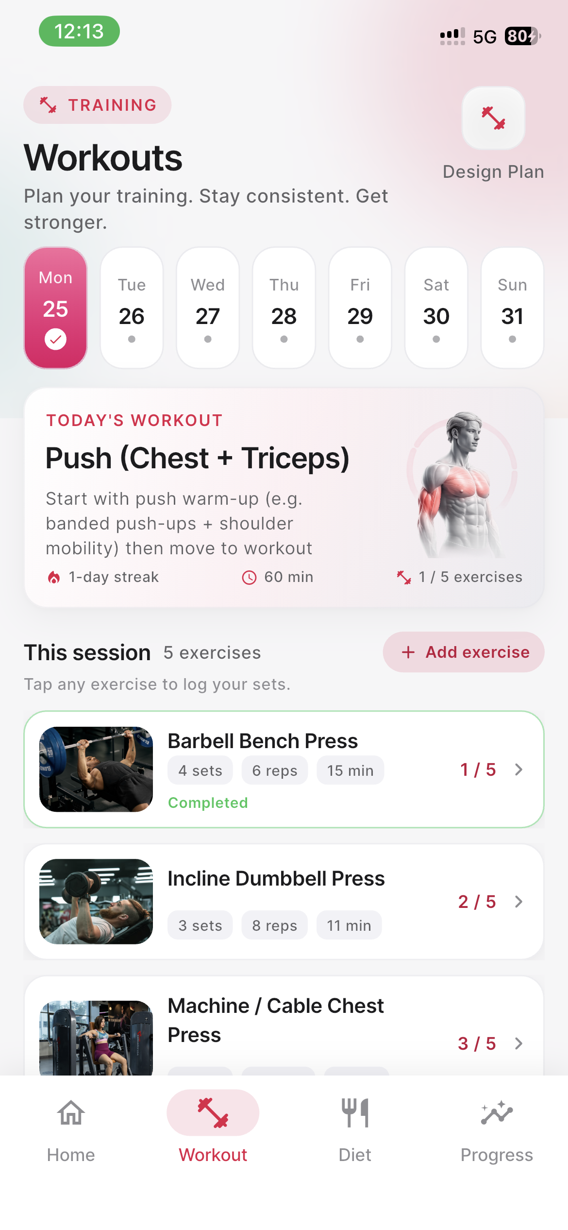 Workout Day app screenshot