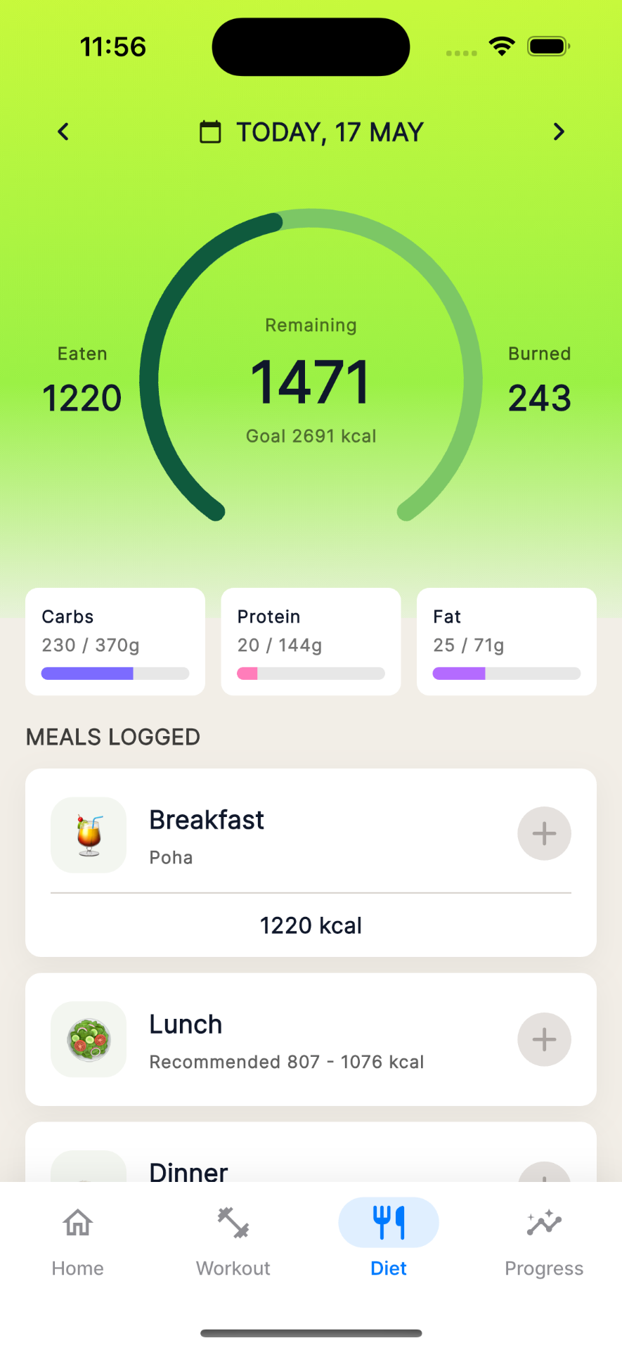 Diet — Macros & meals
